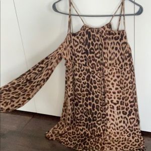 Parker Leopard Mini Dress Cold Shoulder Size S